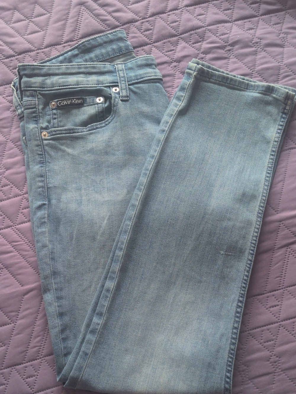 Calvin Klein Men's Light Blue Slim Straight Jeans
